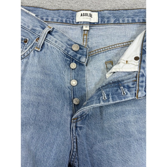 AGOLDE Los Angeles V Waist Baggy Jeans Light Wash Denim Button Fly Size 28 - Picture 3 of 11
